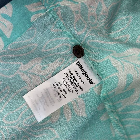 Patagonia Pataloha 100% Organic Cotton Ulu Bend Blue Floral Hawaiian Dress - Picture 9 of 10
